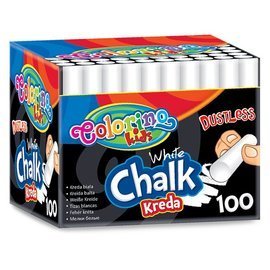 Colorations - White Dustless Chalk, 100pcs.