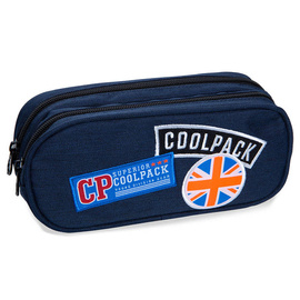 Two-chamber school pencil case CoolPack Clever Girls Badges Denim 38258CP No. B65057