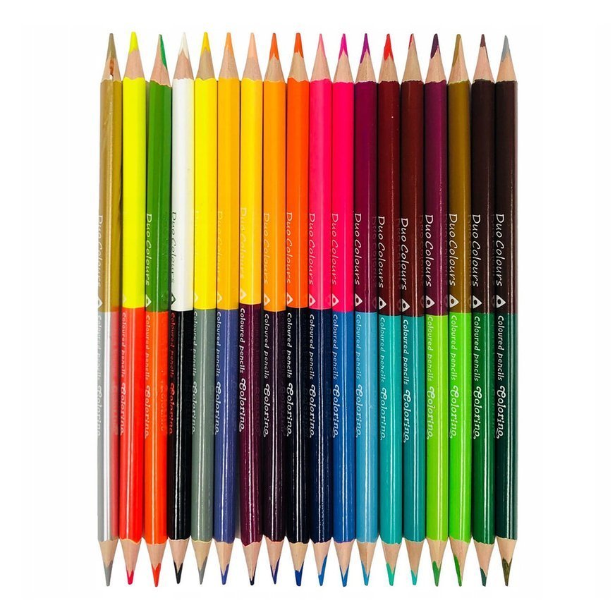 Double ended triangular coloured pencils 18 pcs. / 36 colours Colorino ...