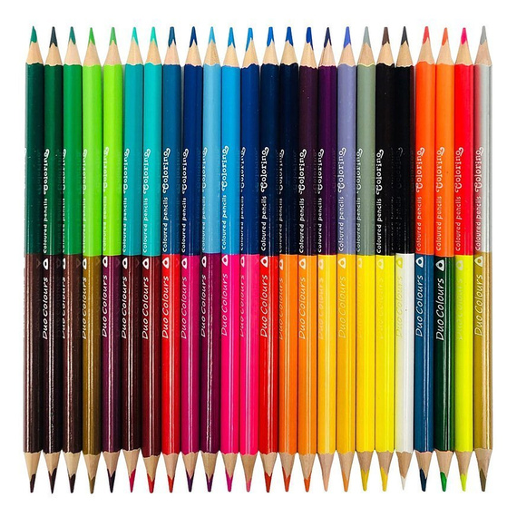 Double ended triangular coloured pencils 24 pcs. / 48 colours Colorino Kids 51705PTR