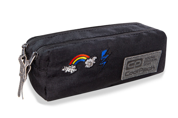 Double zippers pencil pouch Coolpack Hippie Edge Sparkling Badges Black 22448CP B69084