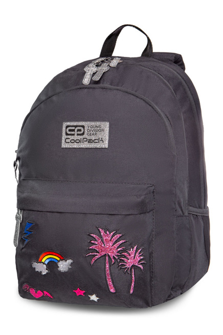 Set Coolpack Sparkling Badges Grey - Hippie backpack and Hippie Edge pencil case