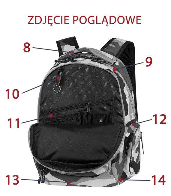 Zestaw młodzieżowy Coolpack 2018 Camouflage Tangerine - plecak Break, piórnik Clever i saszetka Madison