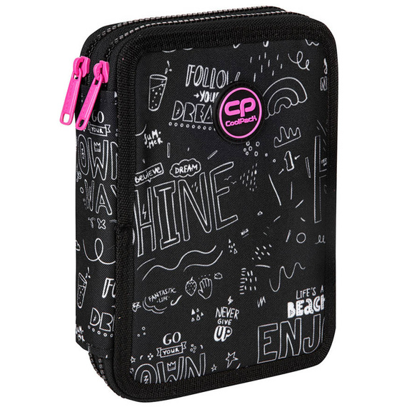Piórnik szkolny podwójny z wyposażeniem CoolPack Jumper XL B&W Scribble D077325