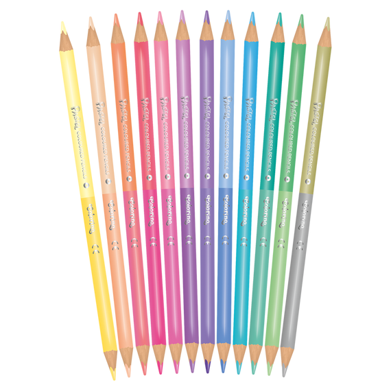 Kredki ołówkowe okrągłe dwukolorowe PASTEL 12 szt / 24 kol. Colorino Kids Pastel 87737PTR
