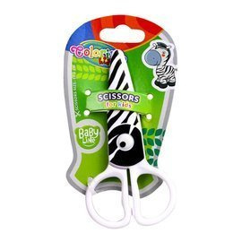 Nożyczki plastikowe z oczkiem 12,5 cm blister zebra Colorino Kids 37275PTR