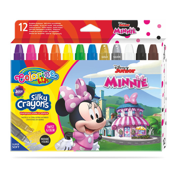 Kredki wykręcane żelowe w sztyfcie 12 kol. Minnie Mouse Colorino Disney 90713PTR
