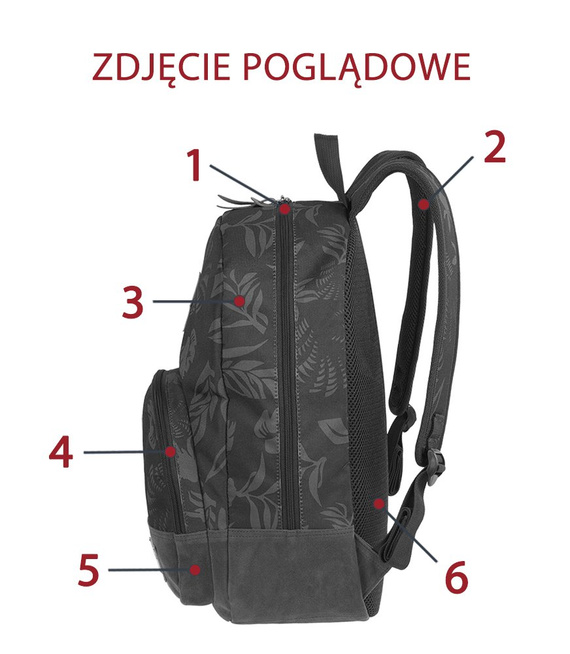 Urban backpack Coolpack Classic Black & White Flowers 72090CP nr 1016