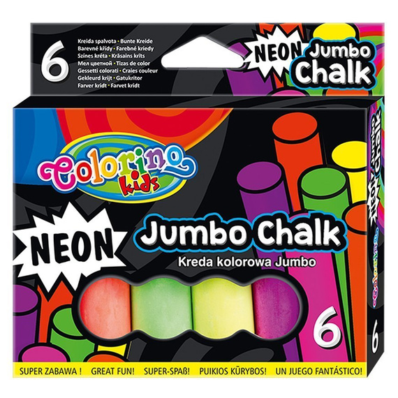  JUMBO coloured chalk neon colours 6 pcs. Colorino Kids 92081PTR