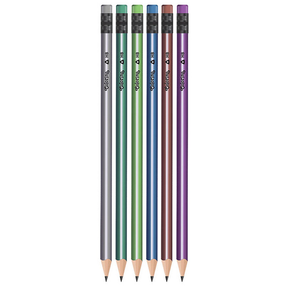 Ołówki trójkątne z gumką Metaliczną tuba 48 szt. Colorino Kids 39941PTR_K