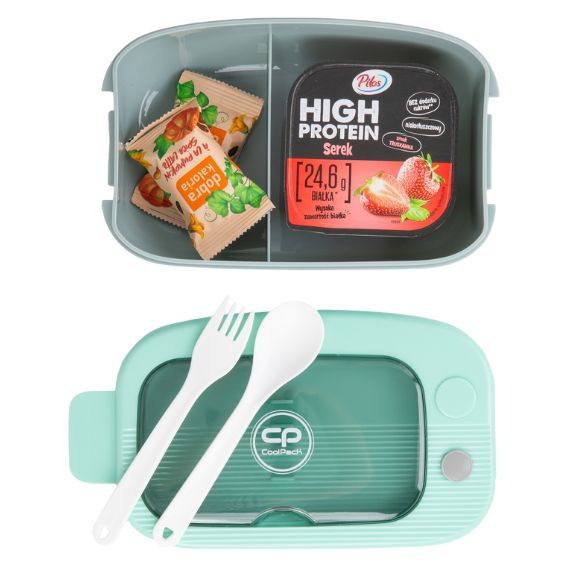 Śniadaniówka z przegródką i sztućcami Coolpack Mil Mint/Gray Z31004