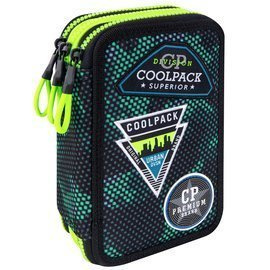 Piórnik szkolny potrójny z wyposażeniem CoolPack Jumper 3 Badges Boys Green 45805CP B67151