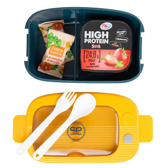 Śniadaniówka z przegródką i sztućcami Coolpack Mil Blue/Yellow Z31001