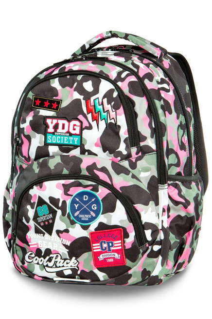 Set Coolpack Camo Pink Badges - Dart backpack and a Campus pencil case