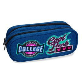 Two-chamber school pencil case CoolPack Clever Girls Badges Denim 38258CP No. B65057