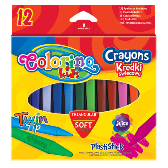 Kredki świecowe trójkątne plastikowe 12 kol. Colorino Kids 32667PTR