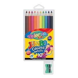 Kredki ołówkowe okrągłe Jumbo 10 kolorów + temperówka Colorino Kids 33091PTR