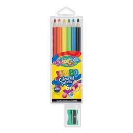 Kredki ołówkowe okrągłe Jumbo 6 kolorów + temperówka Colorino Kids 33084PTR