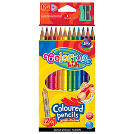 Kredki ołówkowe trójkątne 12 kol. + temperówka Colorino Kids 51798PTR