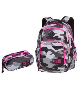 Zestaw młodzieżowy Coolpack 2018 Camo Pink Neon - plecak Break i piórnik Clever