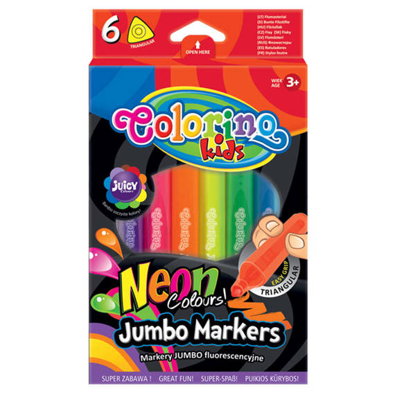 Flamastry Jumbo trójkątne neonowe 6 kol. Colorino Kids 38881PTR