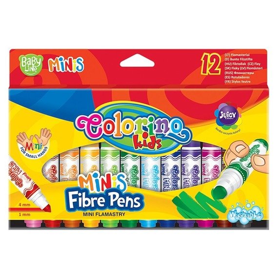 Flamastry Mini Zmywalne 12 kolorów Colorino Kids 32117PTR