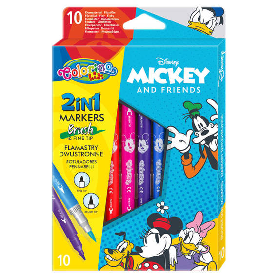 Flamastry dwustronne Mickey Mouse 10 kol. Colorino Kids 89892PTR