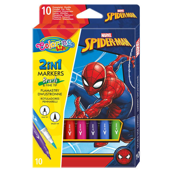 Flamastry dwustronne Spiderman 10 kol. Colorino Kids 91833PTR