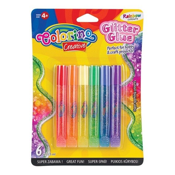 Klej brokatowy Rainbow 6 sztuk x 10,5 ml Colorino Kids 68796PTR