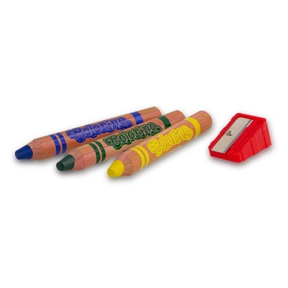 Kredki ołówkowe Jumbo 6 kolorów naturalne drewno + temperówka Colorino Kids 33121PTR