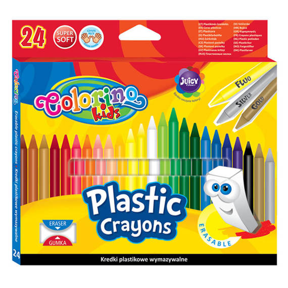 Kredki świecowe okrągłe plastikowe wymazywalne 24 kol. Colorino Kids 91992PTR