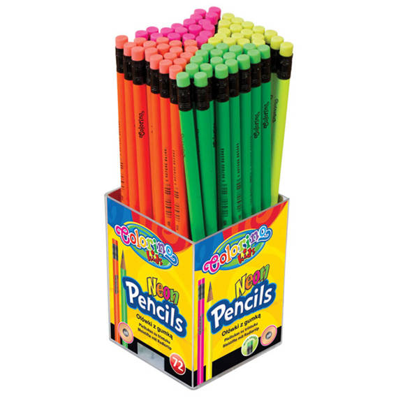 Ołówek okrągły z gumką neonowy Colorino Kids 65443PTR