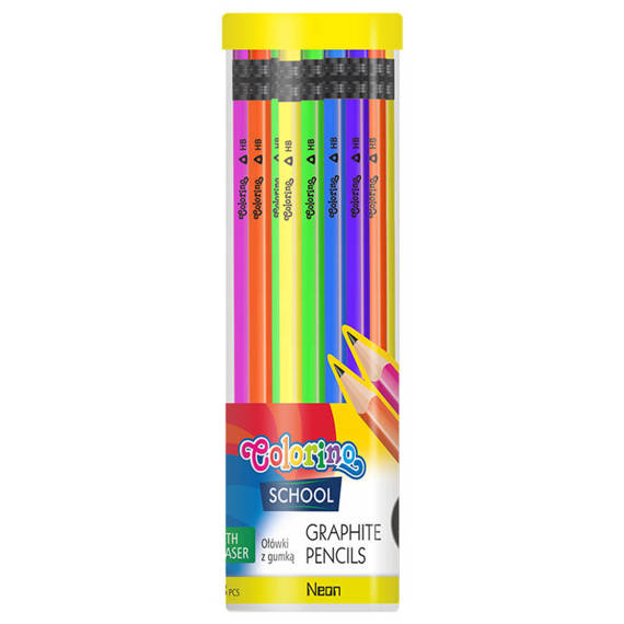 Ołówki trójkątne z gumką Neonowe 48 szt. Colorino Kids 39972PTR_K