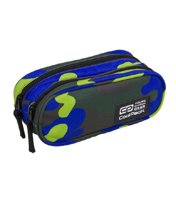 Piórnik szkolny dwukomorowy Coolpack Clever Camouflage Lime  88923CP nr A351