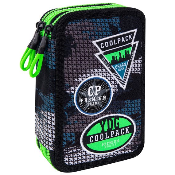 Piórnik szkolny potrójny z wyposażeniem CoolPack Jumper 3 Badges Boys Grey 45751CP B67150