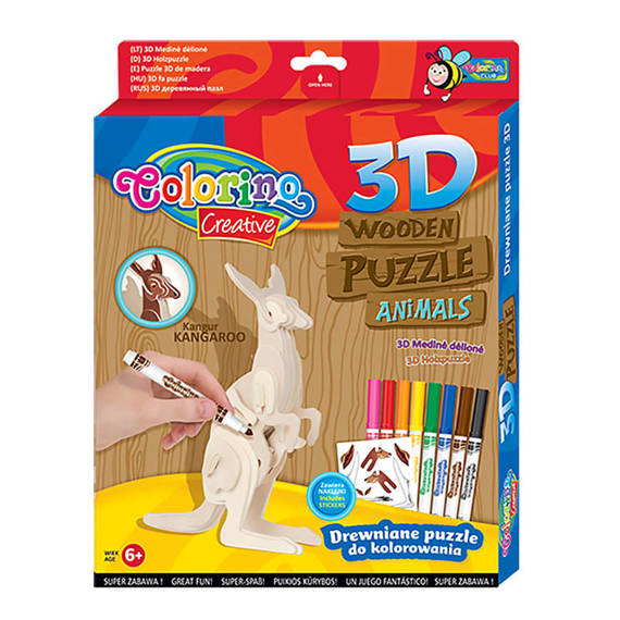 Puzzle drewniane 3D Colorino Kids Kangur 32490PTR_K