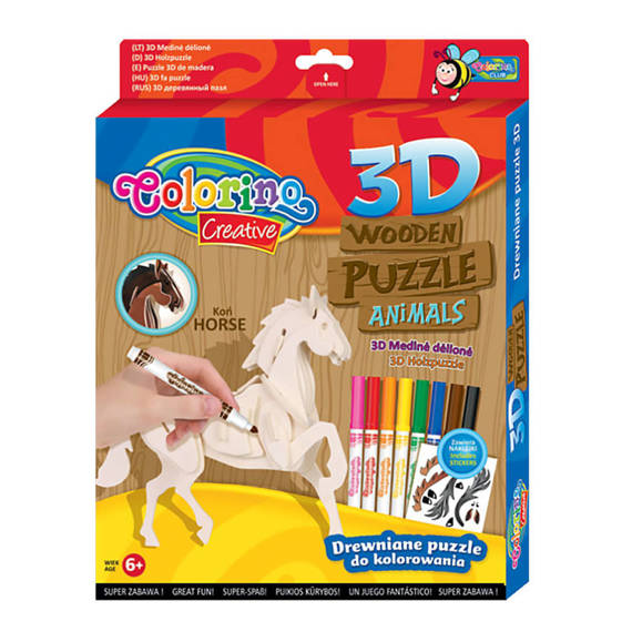 Puzzle drewniane 3D Colorino Kids Koń 32490PTR_KO