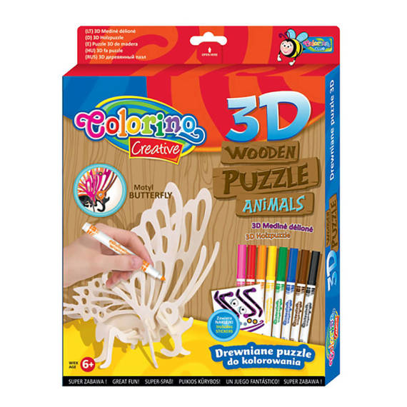 Puzzle drewniane 3D Colorino Kids Motyl 32490PTR_MO