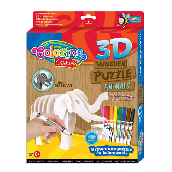 Puzzle drewniane 3D Colorino Kids Słoń 32490PTR_S