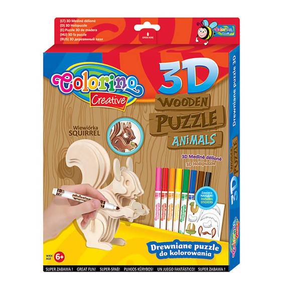 Puzzle drewniane 3D Colorino Kids Wiewiórka 32490PTR_W