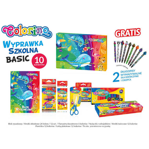 Wyprawka szkolna "Basic" 10 elementów Colorino Kids 89212PTR