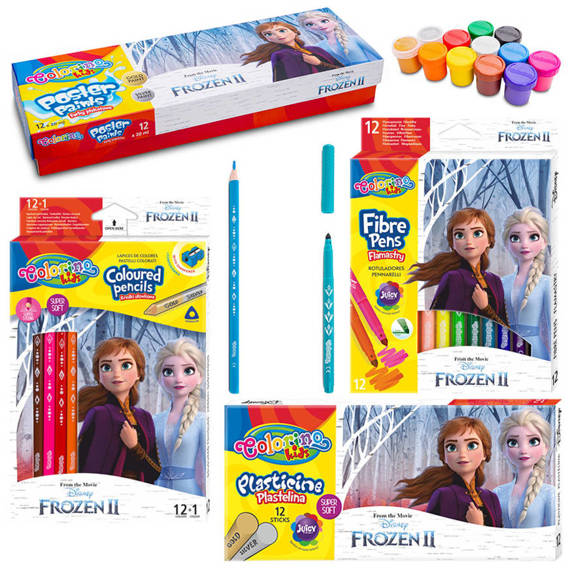 Zestaw Colorino Disney Frozen- Plastelina, kredki ołówkowe, flamastry i farby plakatowe