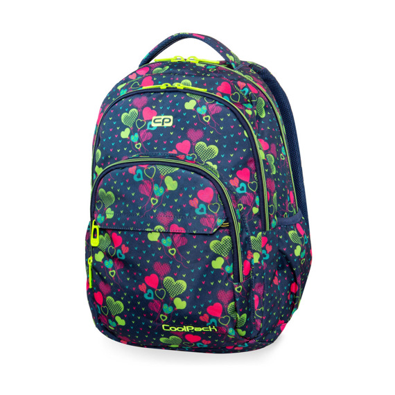 Zestaw Coolpack Pink Lime Hearts - plecak Basic Plus i piórnik Tube