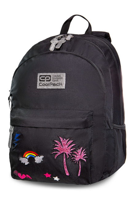 Zestaw Coolpack Sparkling Badges Black - plecak Hippie i piórnik Hippie Edge