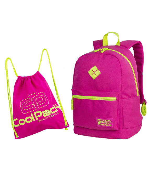 Zestaw młodzieżowy Coolpack 2018 Neon Pink - plecak Cross i worek Sprint