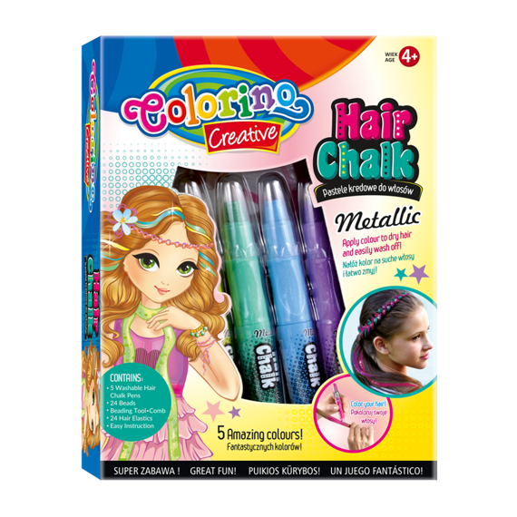 Zestaw pasteli kredowych do włosów 5 szt Metalic Colorino Kids 37046PTR	