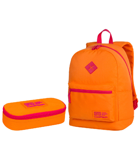 Zestaw szkolny Coolpack 2018 Neon Orange - plecak Cross i piórnik Campus