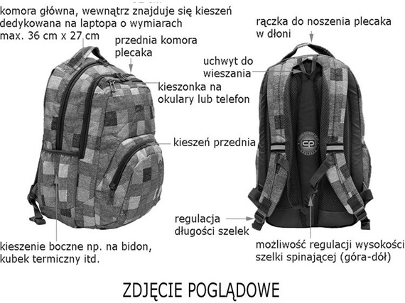 Zestaw szkolny Coolpack Grey twist - plecak Smash i piórnik Clever