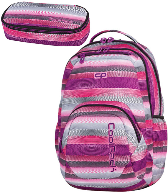 Zestaw szkolny Coolpack Purple Twist - plecak  Smash i piórnik Campus