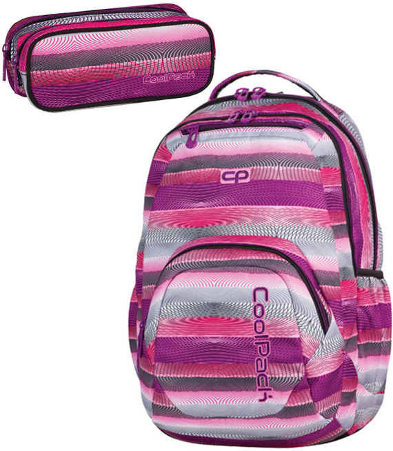 Zestaw szkolny Coolpack Smash Purple twist - plecak Smash i piórnik Clever 